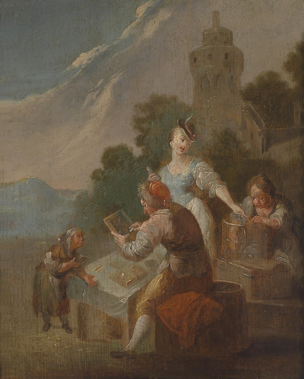 Dzieci w klasie na świeżym powietrzu autorstwa Circle of Johann Georg Platzer