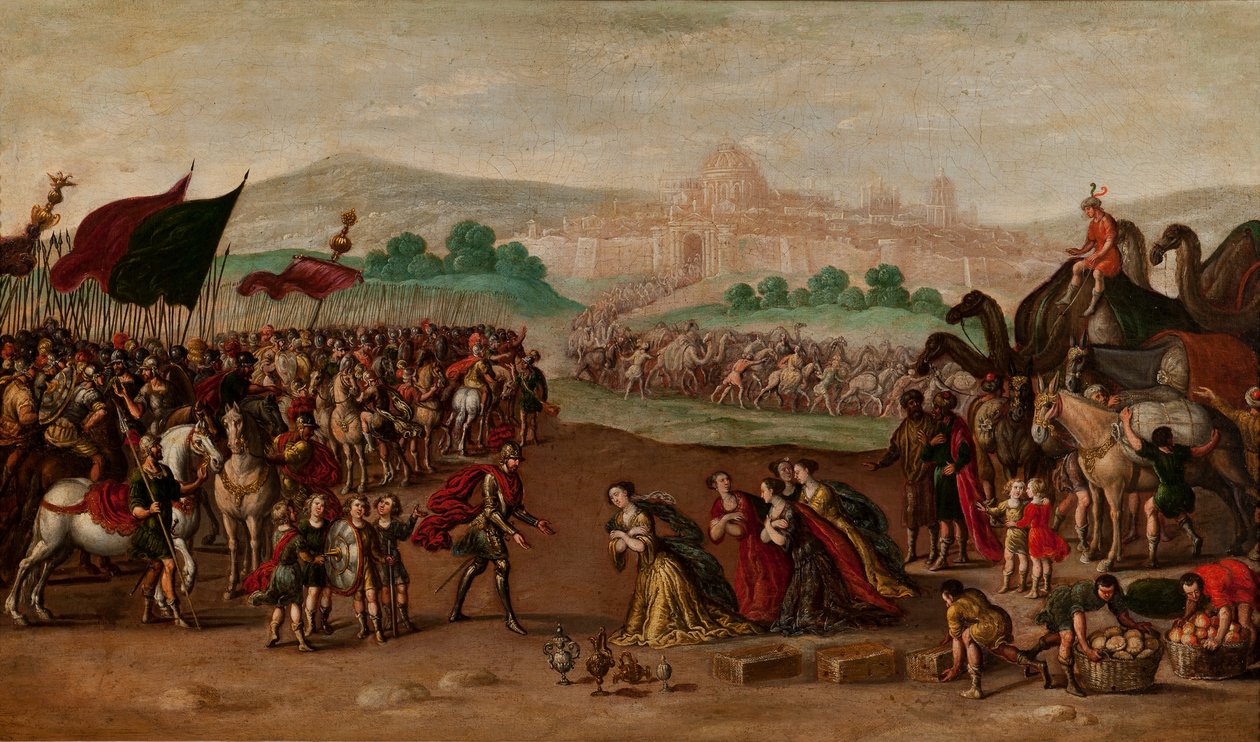 Abigail przedstawia prezenty Davidowi autorstwa Juan de la Corte
