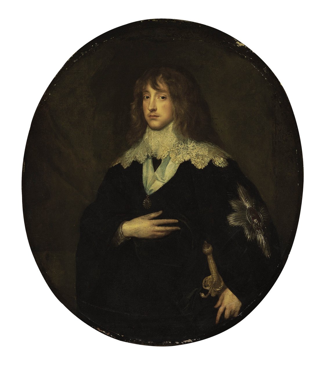 Portret księcia Karola Ludwika, elektora Palatynatu (1617-1680) jako kawalera Orderu Podwiązki autorstwa Circle of Anthony van Dyck