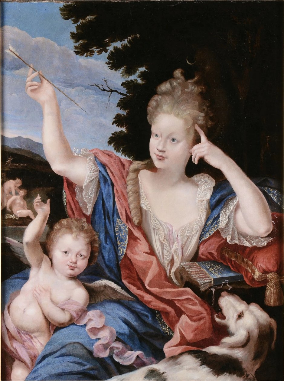 "Portret damy w stroju Diany". autorstwa Circle of Pierre Mignard I