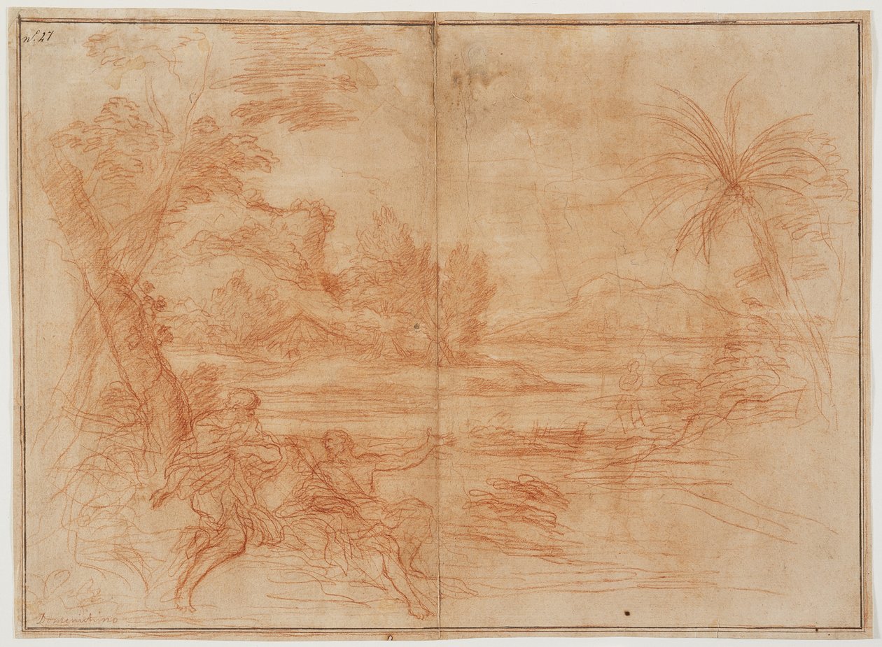 Johannes der Täufer offenbart Christus den Heiligen Petrus und Andreas (recto); Heidnisches Opfer (verso) autorstwa Ciro Ferri