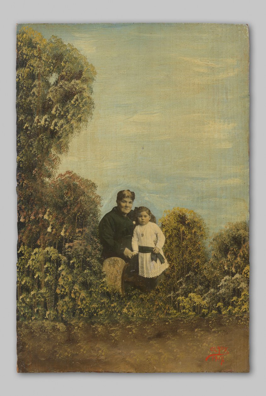 Portret nieznanej matki z córką w zaroślach autorstwa Clady
