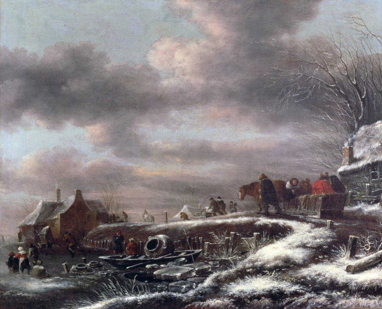 Pejzaż zimowy (olej na płótnie) autorstwa Claes (1630 76) Molenaer
