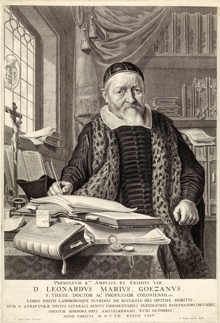 D. Leonardus Marius Goezanus, wyd. 1654 grawerowanie. autorstwa Claes Corneliszoon Moeyaert