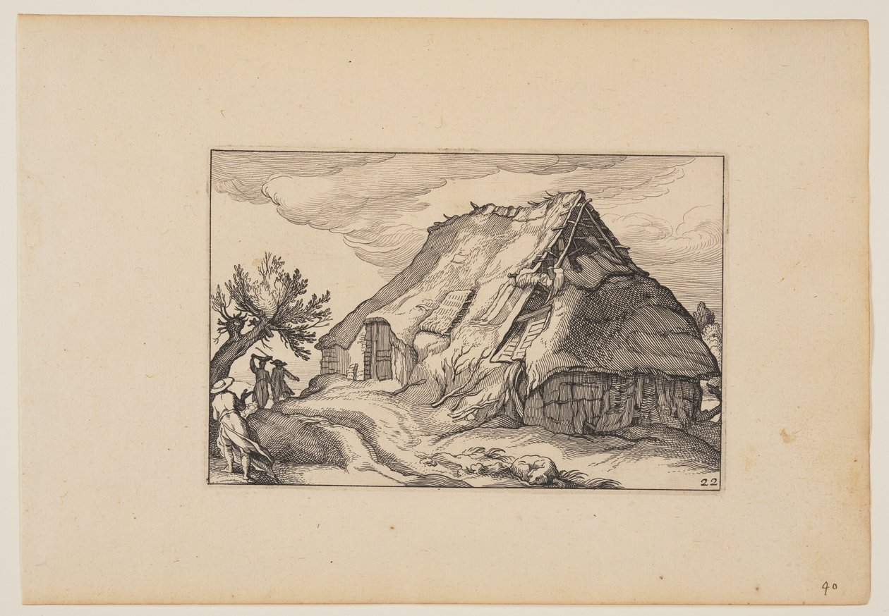 A Barn, from Landscapes (Verscheyden aerdige Lanthuysen...) autorstwa Claes Jansz. Visscher