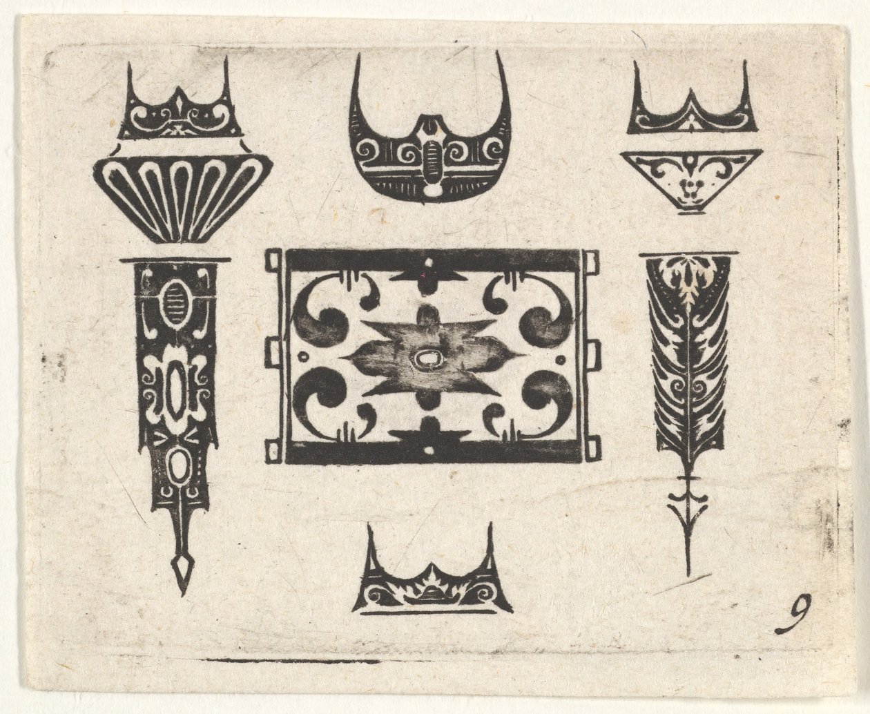 Blackwork Print z dziewięcioma motywami, ca. 1620. autorstwa Claes Jansz Visscher