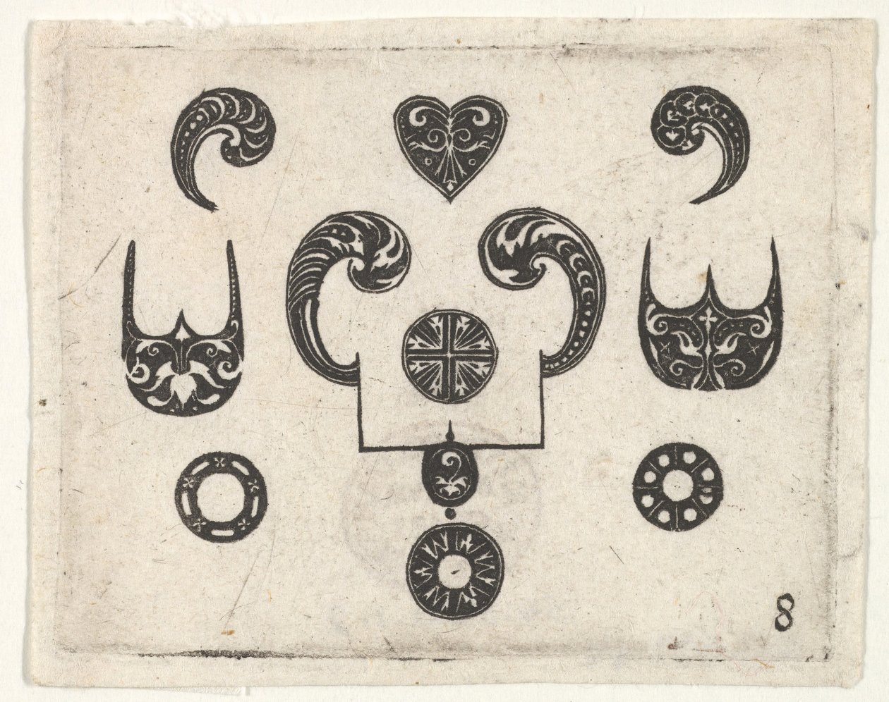Blackwork Print z różnymi motywami, ca. 1620. autorstwa Claes Jansz Visscher