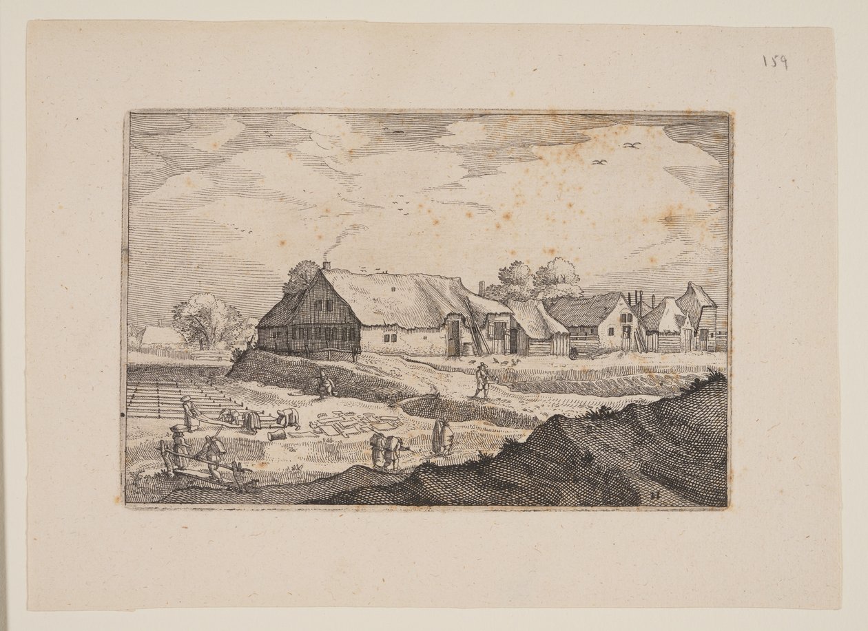 Farmy i pola bielenia z widoków okolic Haarlemu (Plaisante Plaetsen) autorstwa Claes Jansz. Visscher
