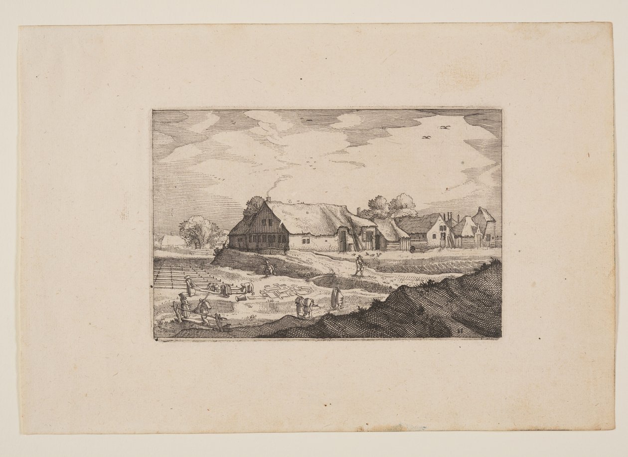 Farmy i pola bielenia z widoków okolic Haarlemu (Plaisante Plaetsen) autorstwa Claes Jansz. Visscher