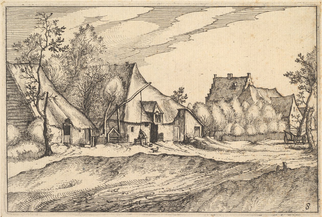 Gospodarstwa we wsi z Regionów i Willi Księstwa Brabancji, ok. godz. 1610 autorstwa Claes Jansz Visscher