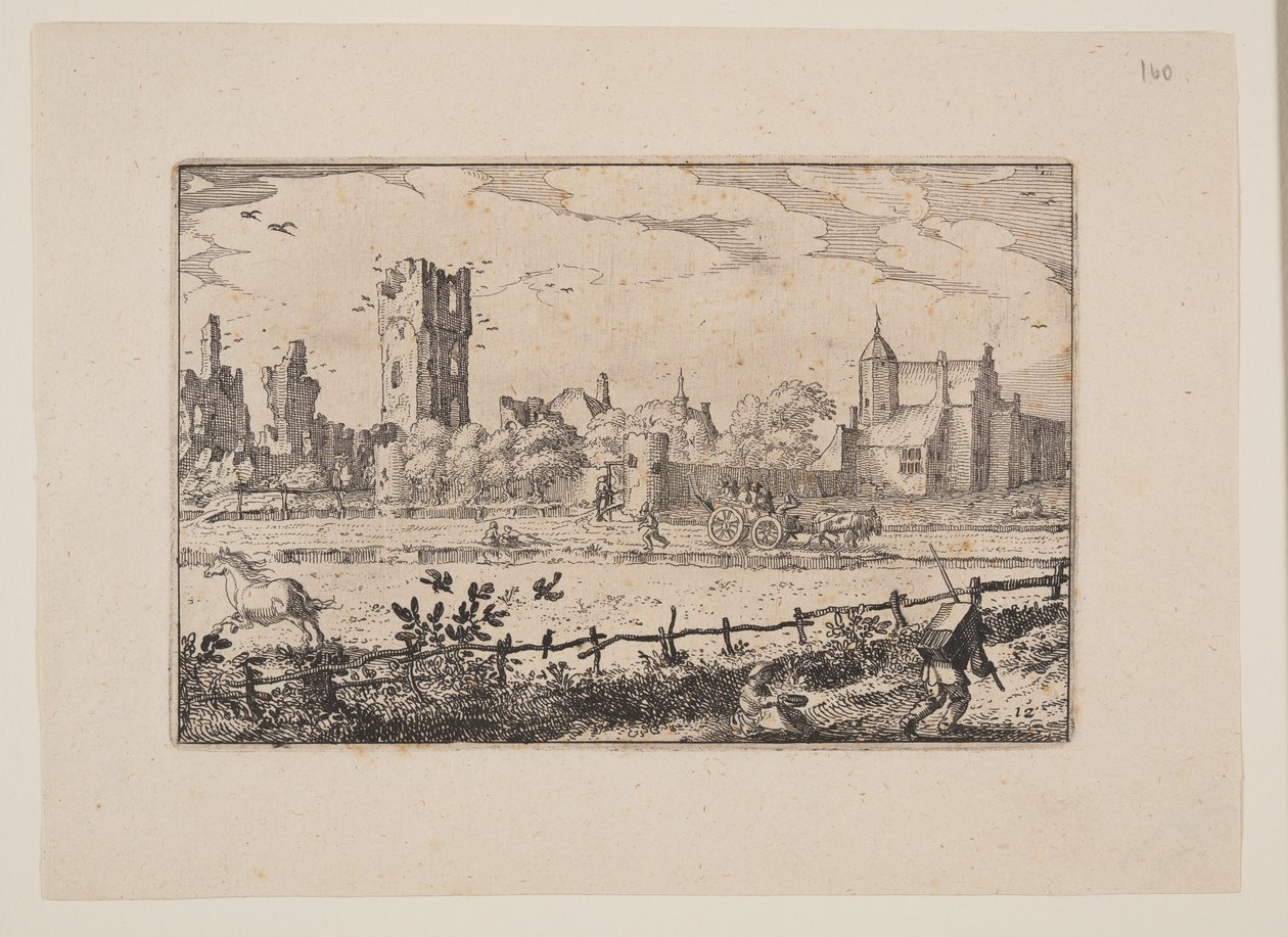 Dom w Cleef, niedaleko Haarlemu, z widoków w okolicach Haarlemu (Plaisante Plaetsen) autorstwa Claes Jansz. Visscher