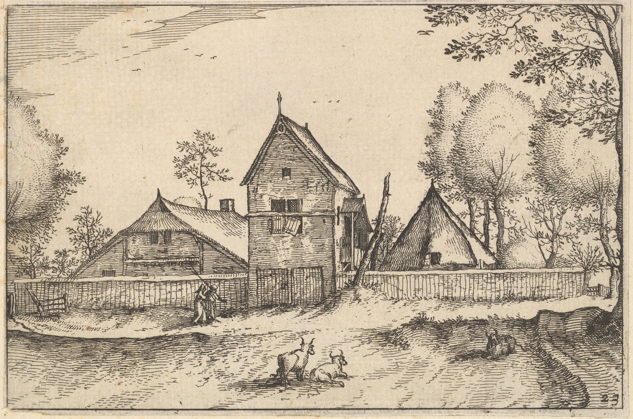 Large Walled Farm, tablica 23 z Regiunculae et Villee Aliquot Ducatus Brabantiae, ca. 1610 autorstwa Claes Jansz Visscher