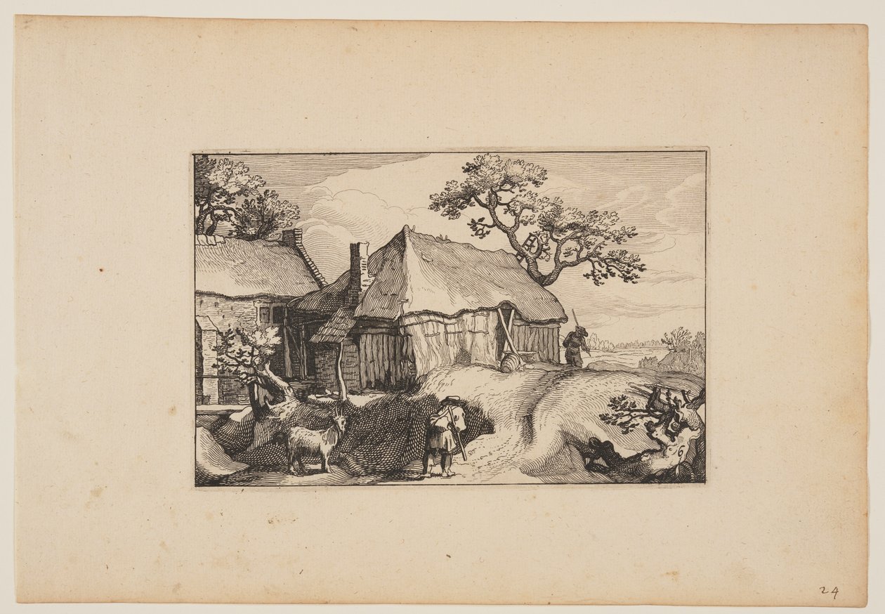 Ścieżka wzdłuż stodoły, z Pejzaże (Verscheyden aerdige Lanthuysen...) autorstwa Claes Jansz. Visscher