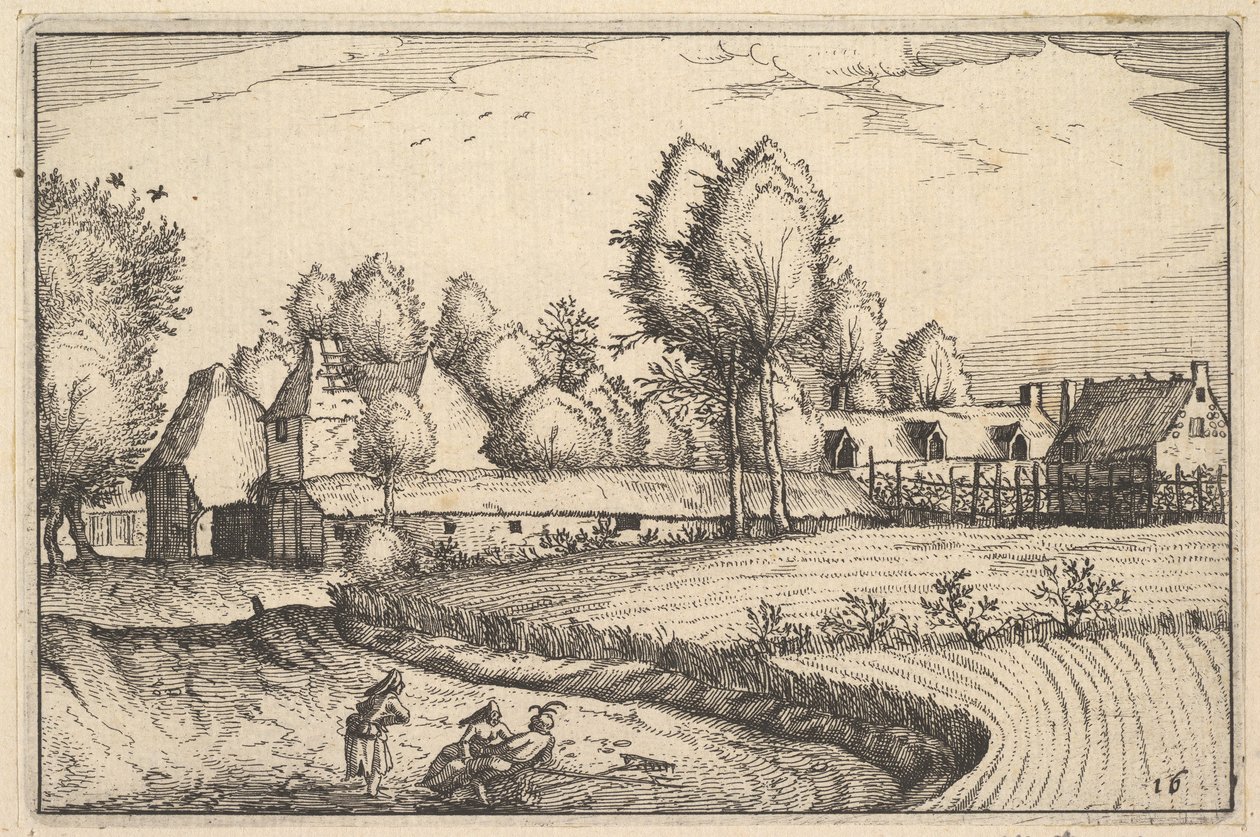 Droga wzdłuż pola, tablica 16 od Regiunculae et Villae aliquot Ducatus Brabantiae, ca. 1610 autorstwa Claes Jansz Visscher