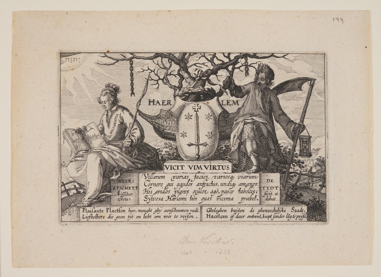 Tytuł, z Widoki w okolicach Haarlemu (Plaisante Plaetsen) autorstwa Claes Jansz. Visscher