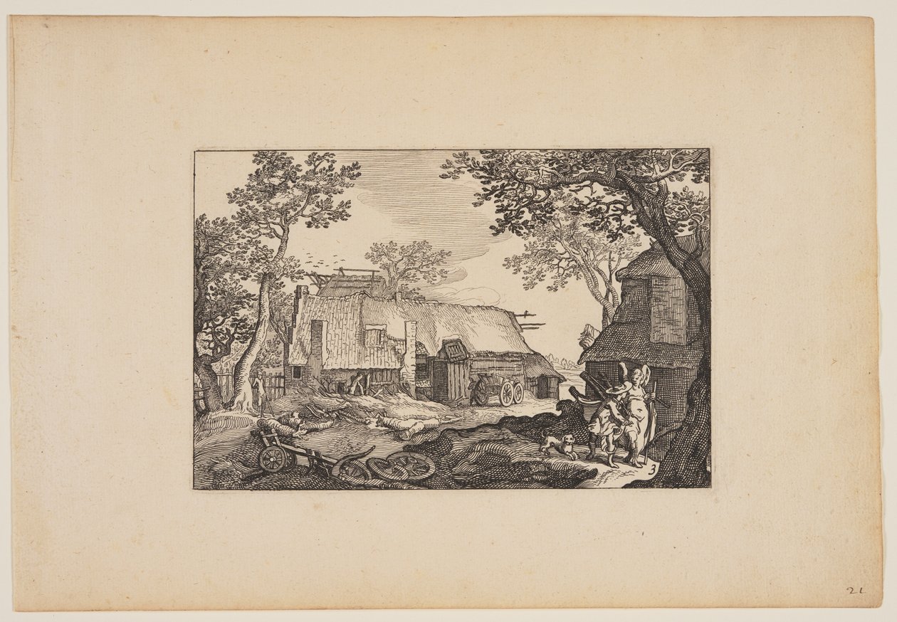 Tobiasz i Anioł, z Pejzaże (Verscheyden aerdige Lanthuysen...) autorstwa Claes Jansz. Visscher