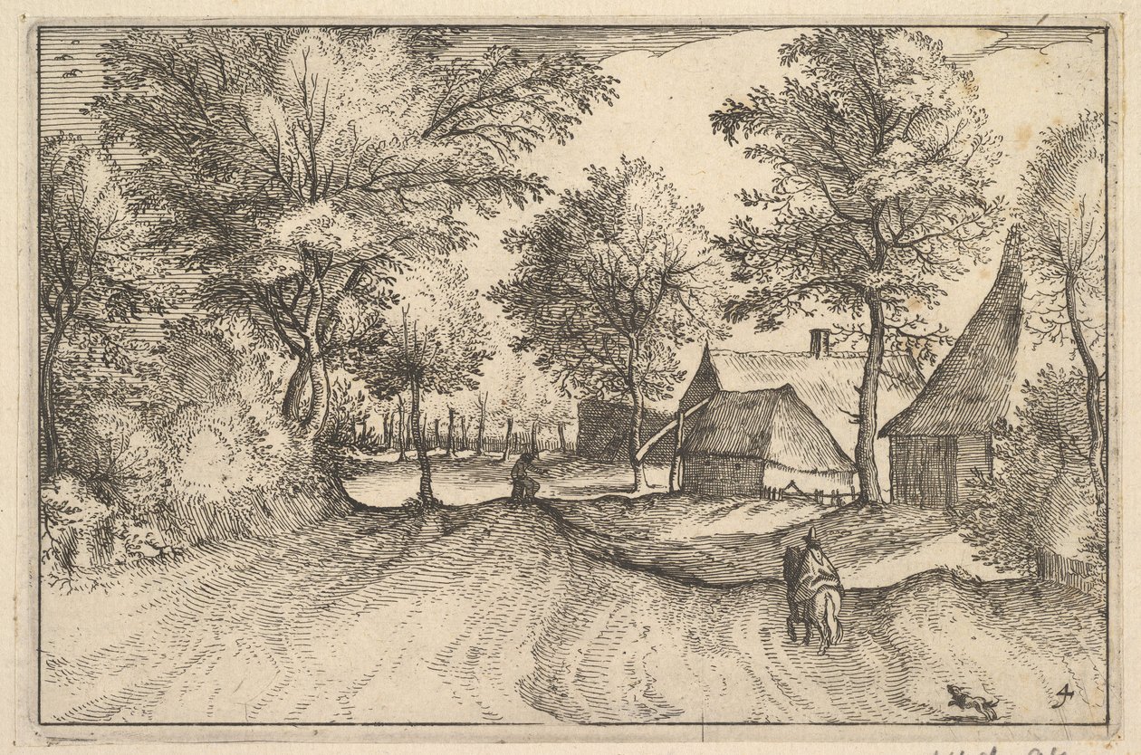 Village Road, tablica 4 z księstwa Brabancji, ca. 1610 autorstwa Claes Jansz Visscher