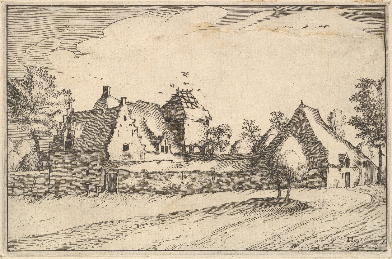 Walled Farm, tablica 11 z Regiunculae et Villae aliquot Ducatus Brabantiae, ca. 1610 autorstwa Claes Jansz Visscher