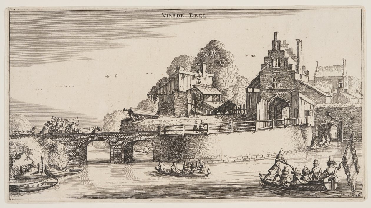 Wejście do miasta, z Pejzaże (Playsante Lantschappen) autorstwa Claes Jansz. Visscher II