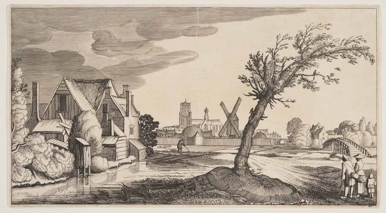 Dom nad stawem poza miastem, z Landscapes (Playsante Lantschappen) autorstwa Claes Jansz. Visscher II