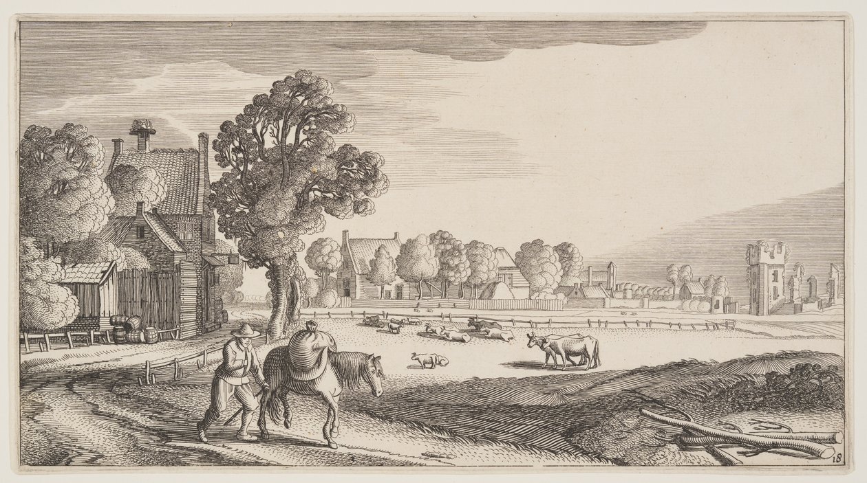Drogi wzdłuż pastwiska, z Landscapes (Playsante Lantschappen) autorstwa Claes Jansz. Visscher II