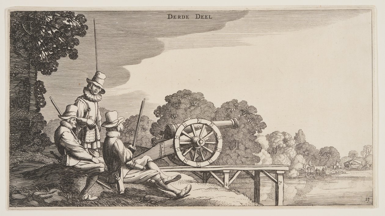 The Three Gunners, z Landscapes (Playsante Lantschappen) autorstwa Claes Jansz. Visscher II