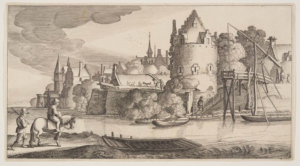 Miasto położone nad rzeką, z Landscapes (Playsante Lantschappen) autorstwa Claes Jansz. Visscher II