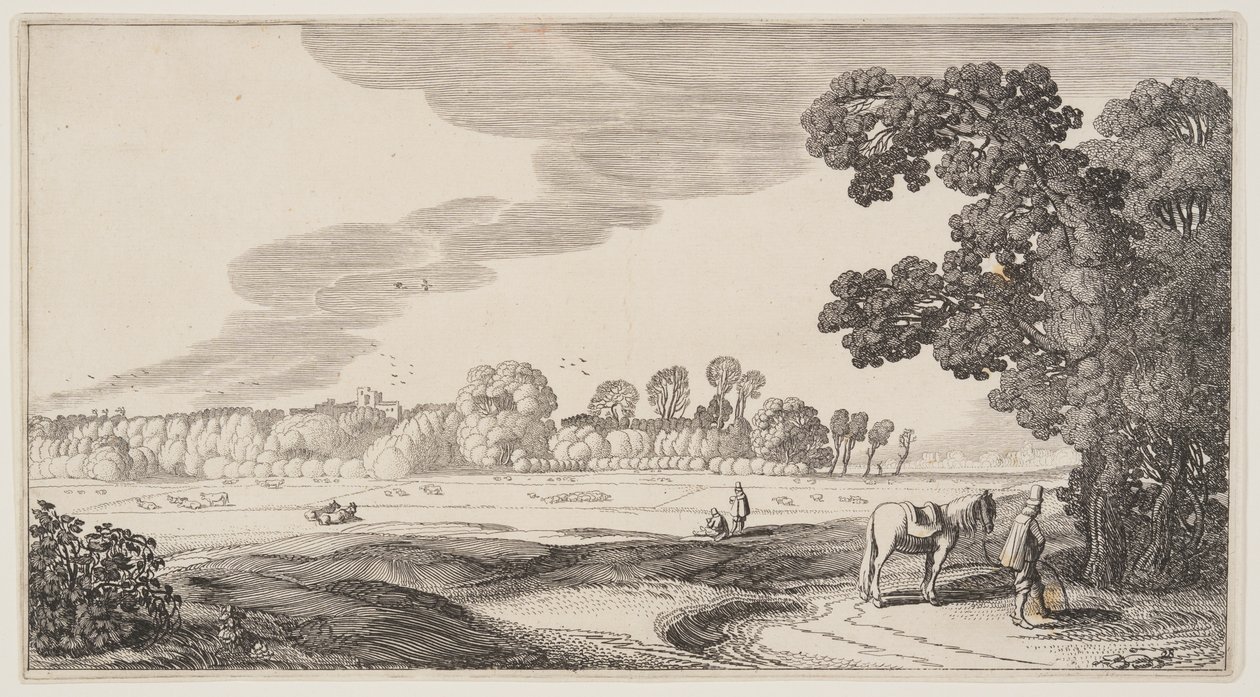 Widok pastwisk, od Landscapes (Playsante Lantschappen) autorstwa Claes Jansz. Visscher II