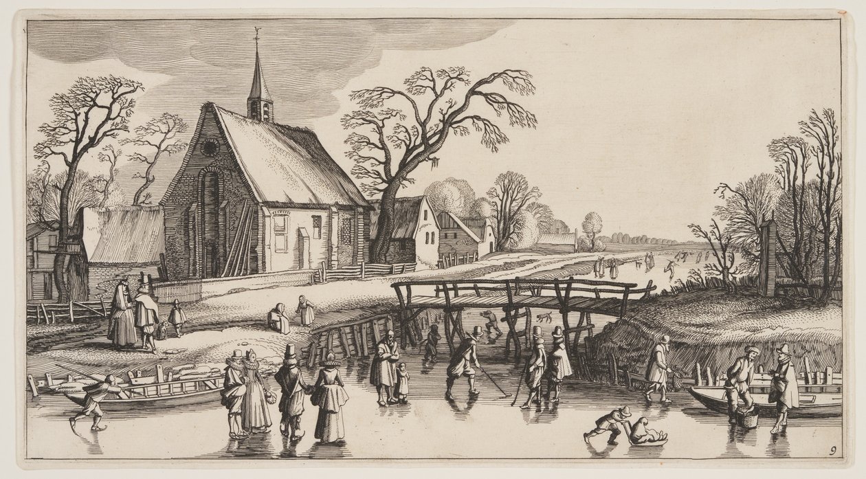 Pejzaż zimowy, od Landscapes (Playsante Lantschappen) autorstwa Claes Jansz. Visscher II