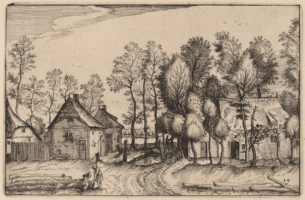 Krajobraz z ciosanymi drzewami autorstwa Claes Jansz Visscher after Johannes van Doetechum, the Elder after Lucas