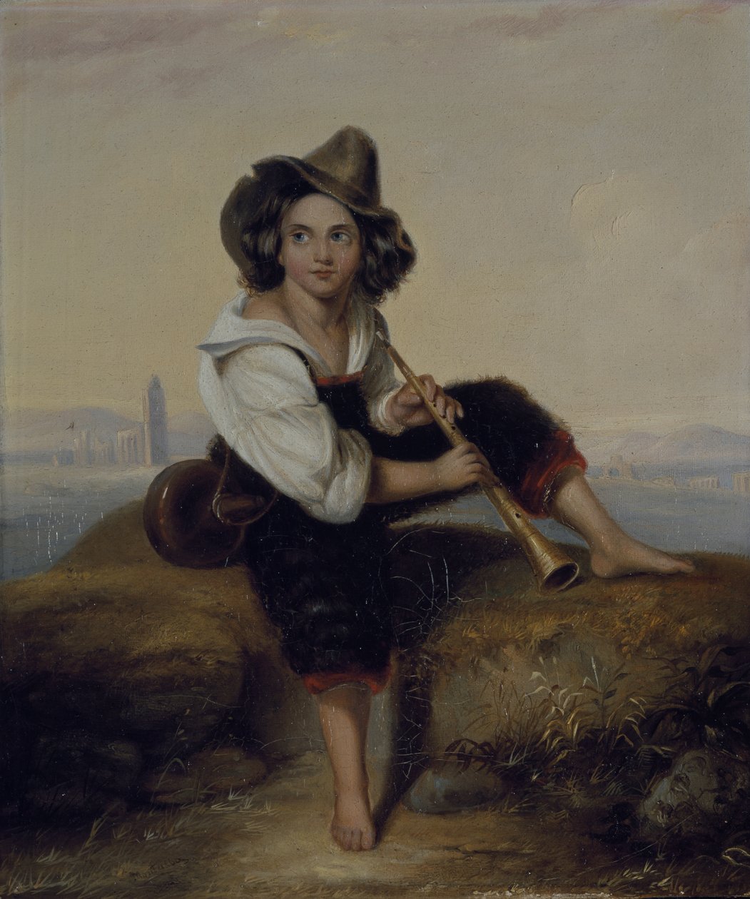 Chłop z fajką, w pobliżu Akweduktu Flawiuszów, ok. 1844 (olej na płótnie) autorstwa Clara Montalba