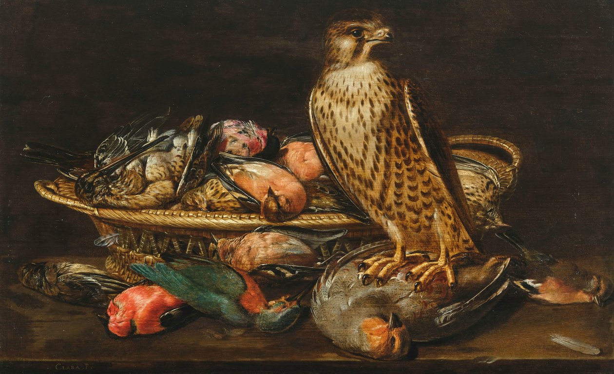 Clara Peeters Martwa natura z sokołem wędrownym i ptakami autorstwa Clara Peeters