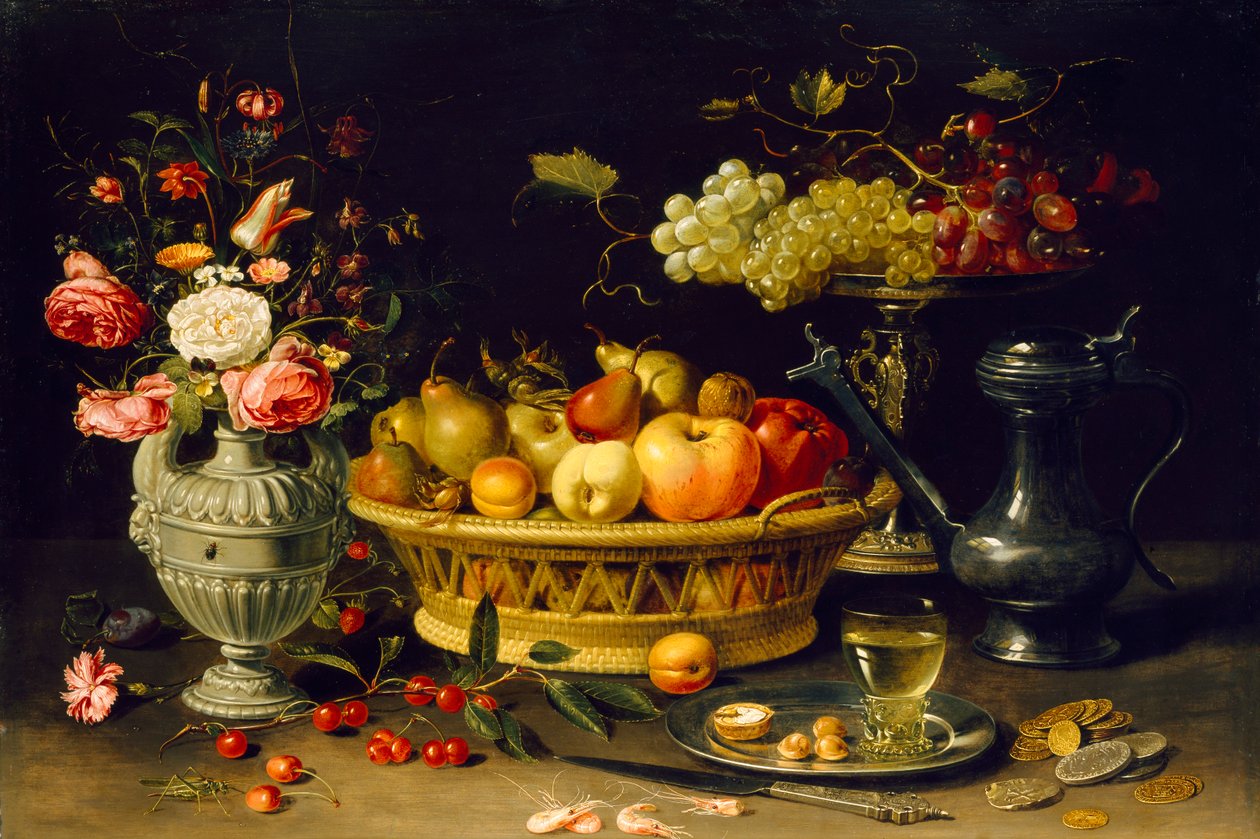 Martwa natura z owoców i kwiatów, 1608-1621 autorstwa Clara Peeters