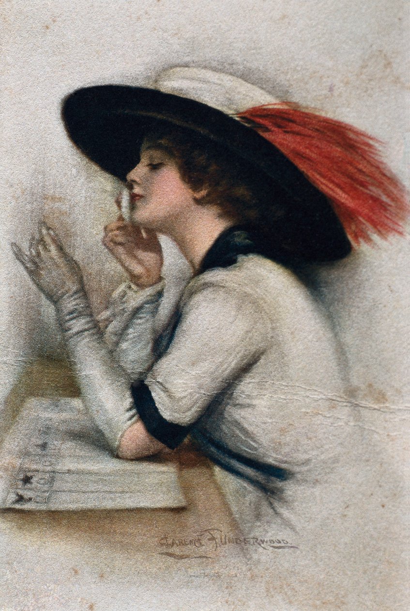 Elegancka młoda kobieta głosująca w wyborach 1920 r. w Stanach Zjednoczonych, XX w. (kolor lito) autorstwa Clarence F. Underwood