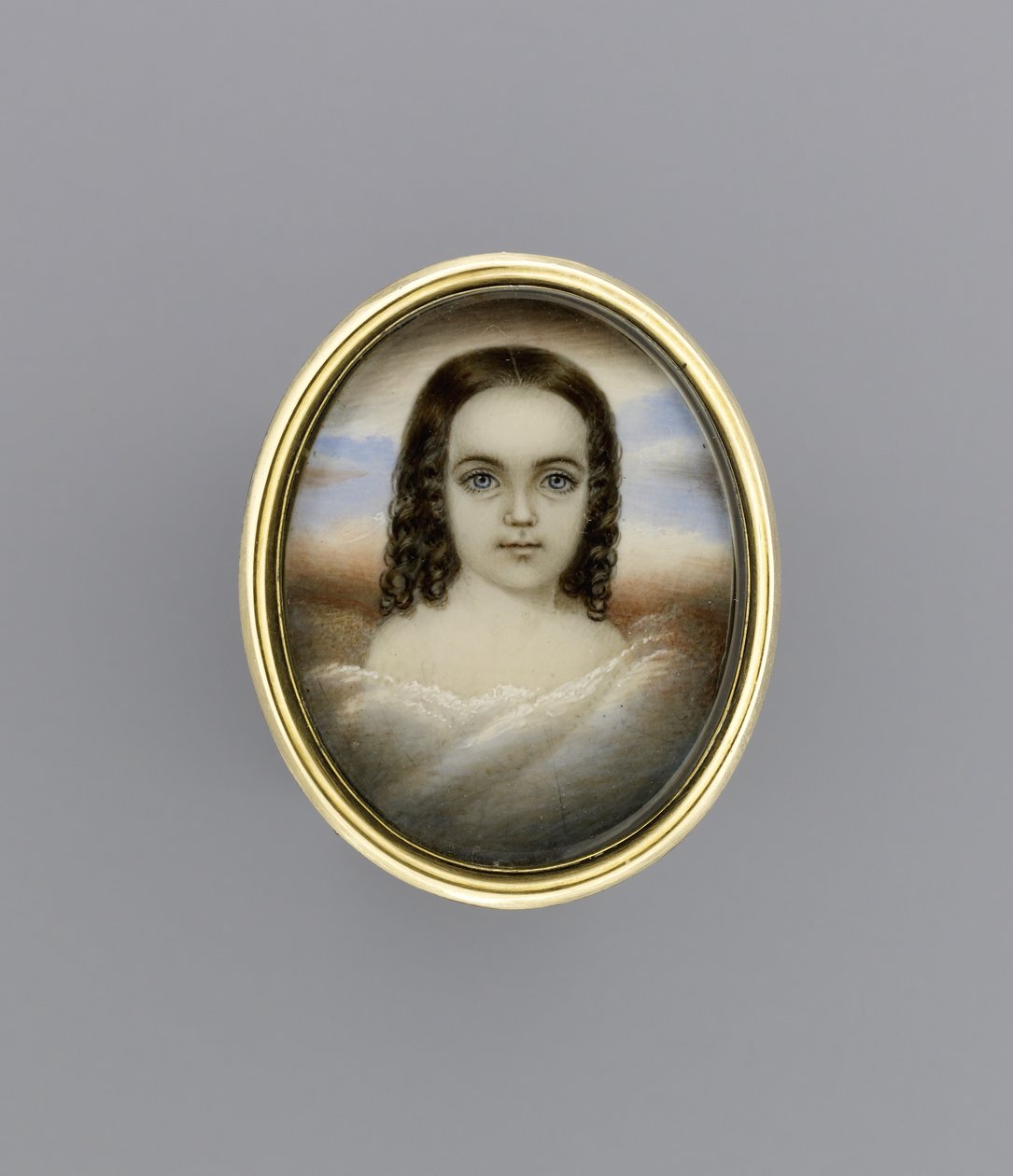 Portret dziewczyny, ok.1852 (akwarela na kości słoniowej) autorstwa Clarissa Peters