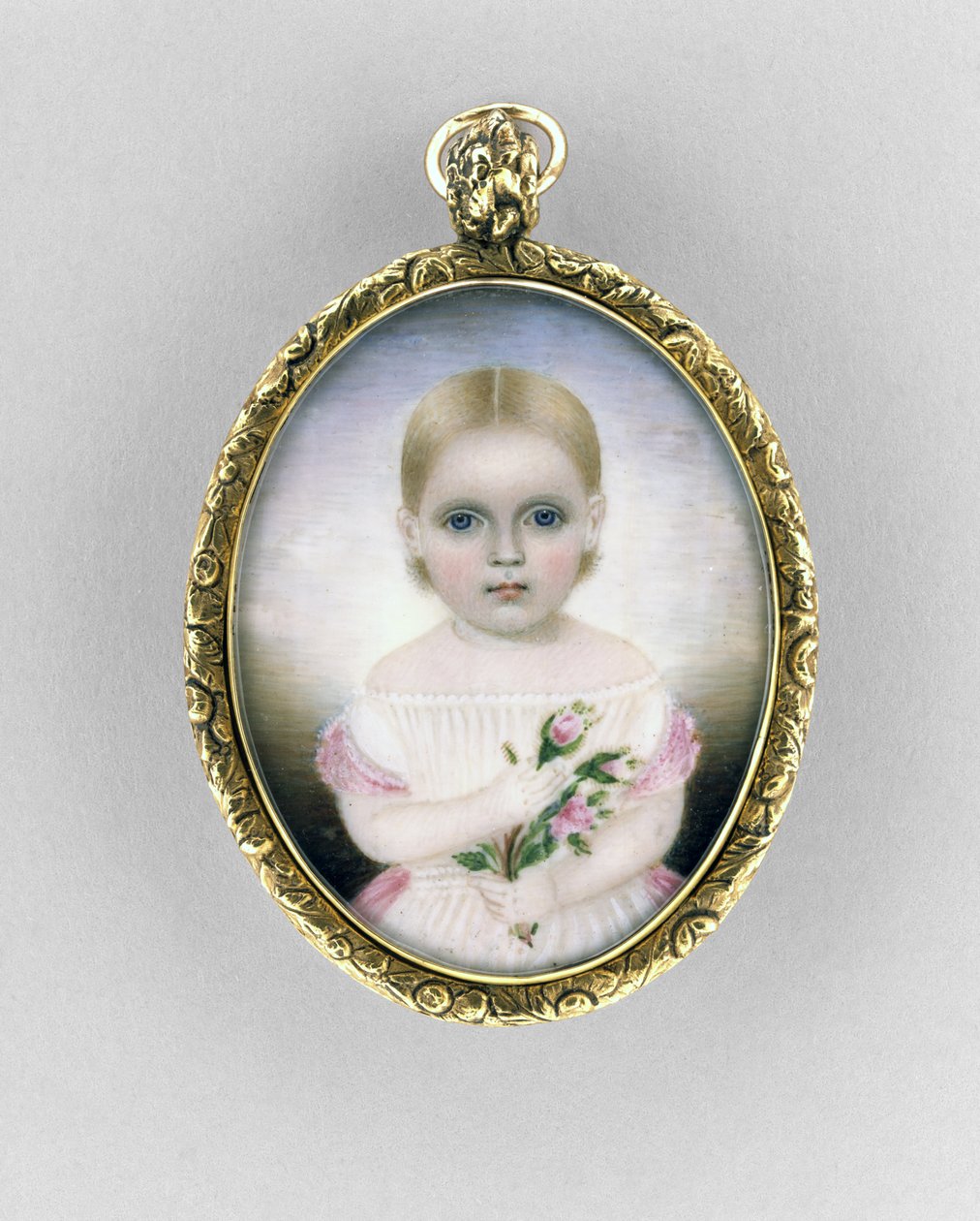 Portret dziewczyny, ok. 1840 (akwarela na kości słoniowej, złoceniach i szkle) autorstwa Clarissa Peters Russell