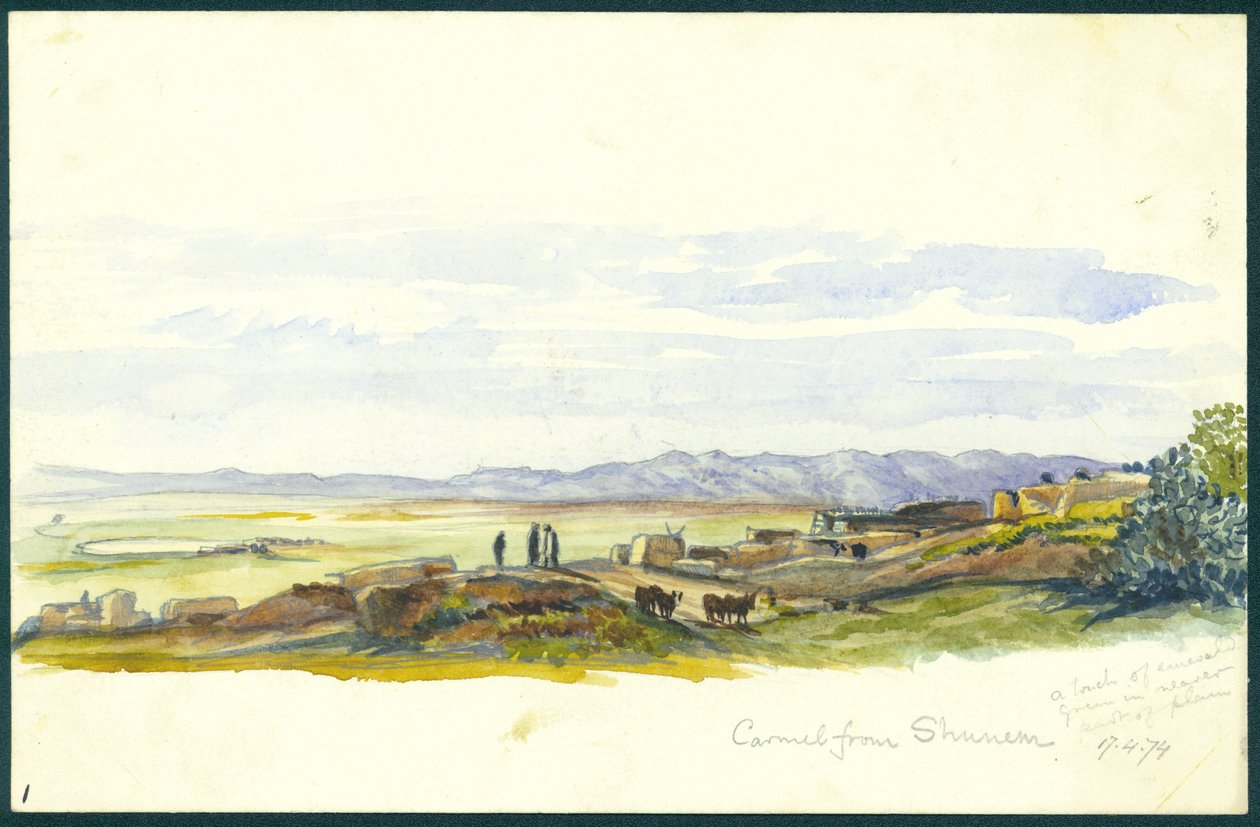 Karmel z Szunem, 1874 (wc i ołówek na papierze) autorstwa Claude Conder