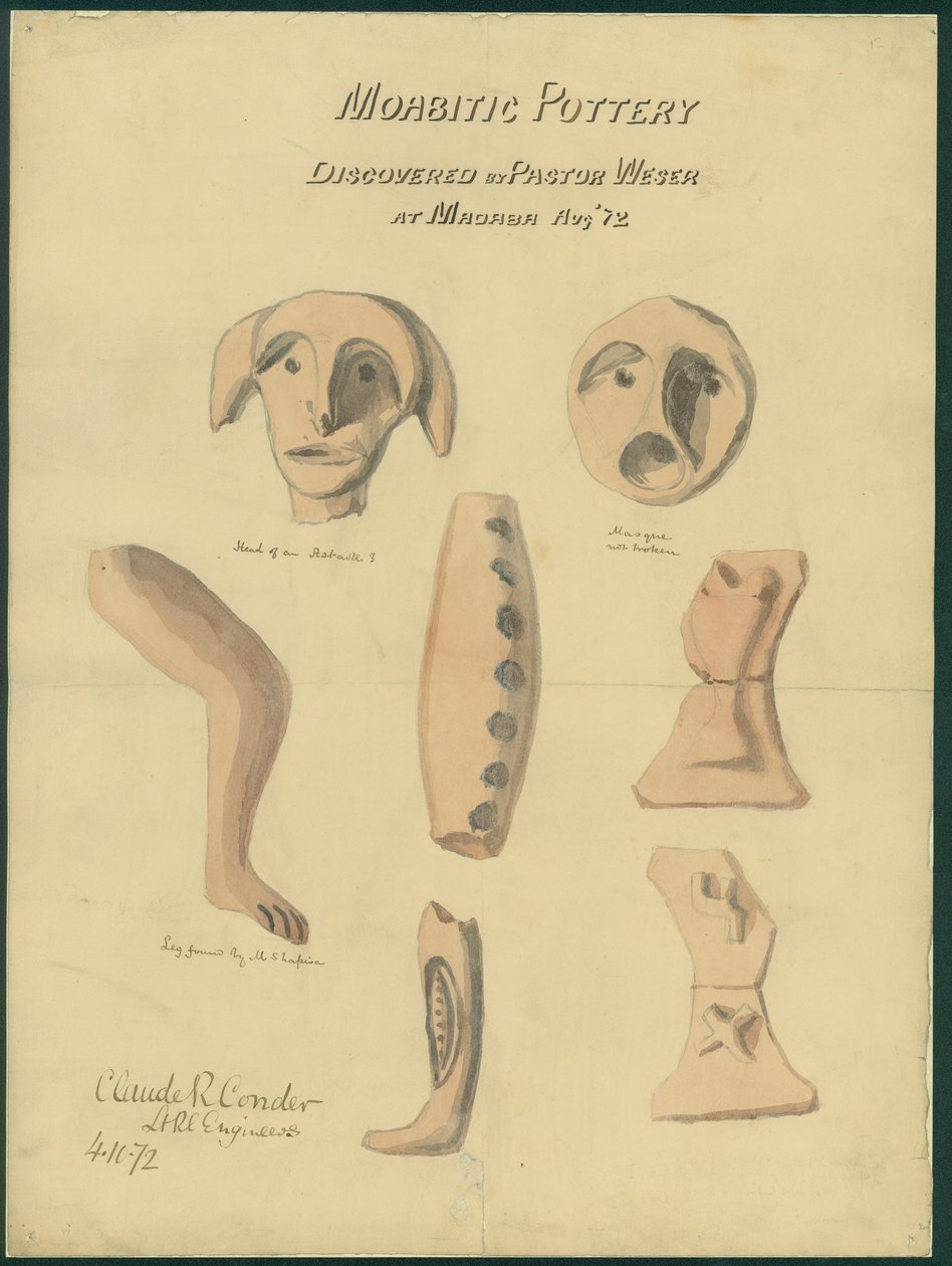 Ceramika moabicka z 2. kolekcji pana Szapiry, 1872 (wc i ołówek na papierze) autorstwa Claude Conder