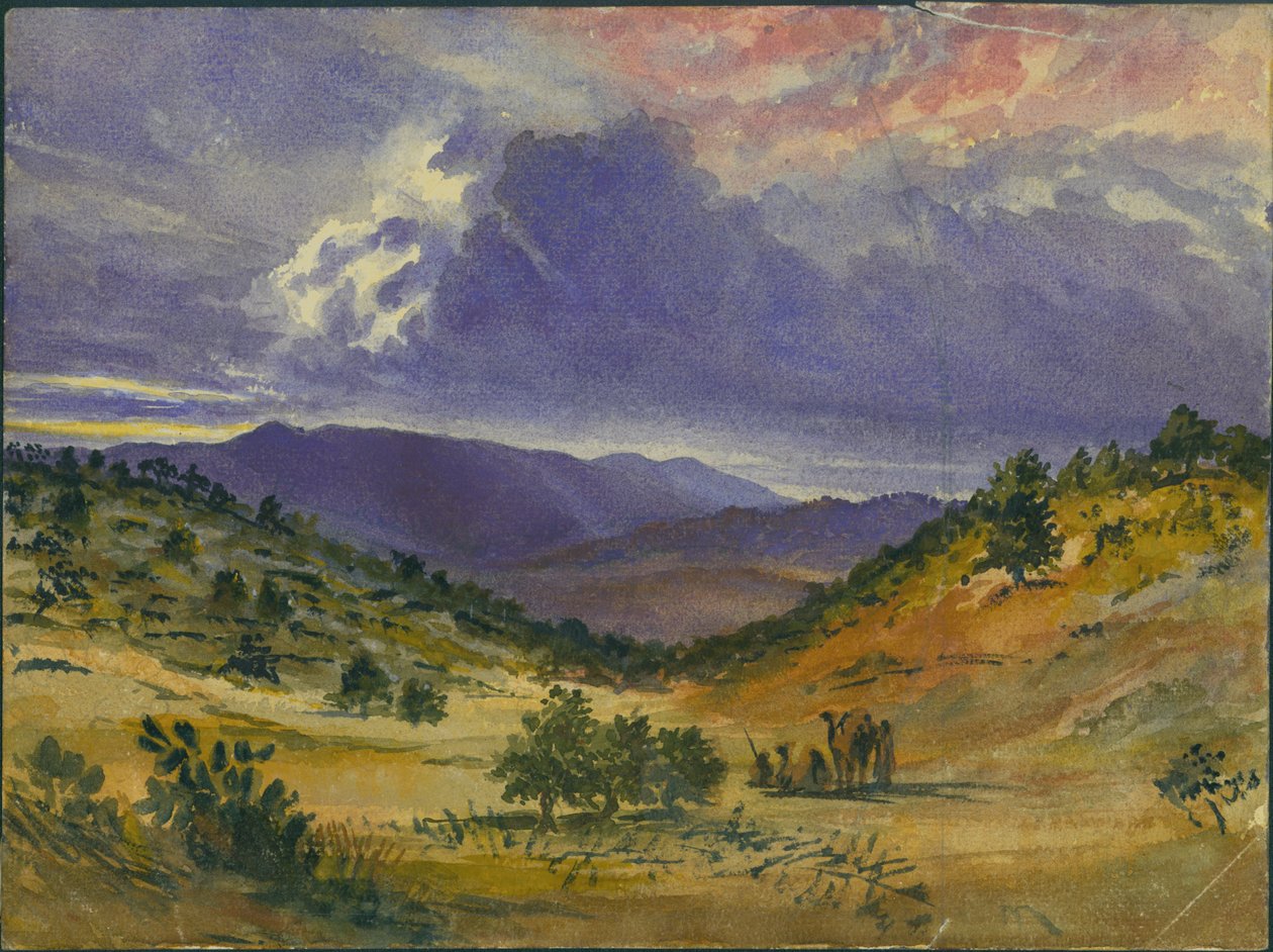 Góra Karmel, 1872 (wc i ołówek na papierze) autorstwa Claude Conder