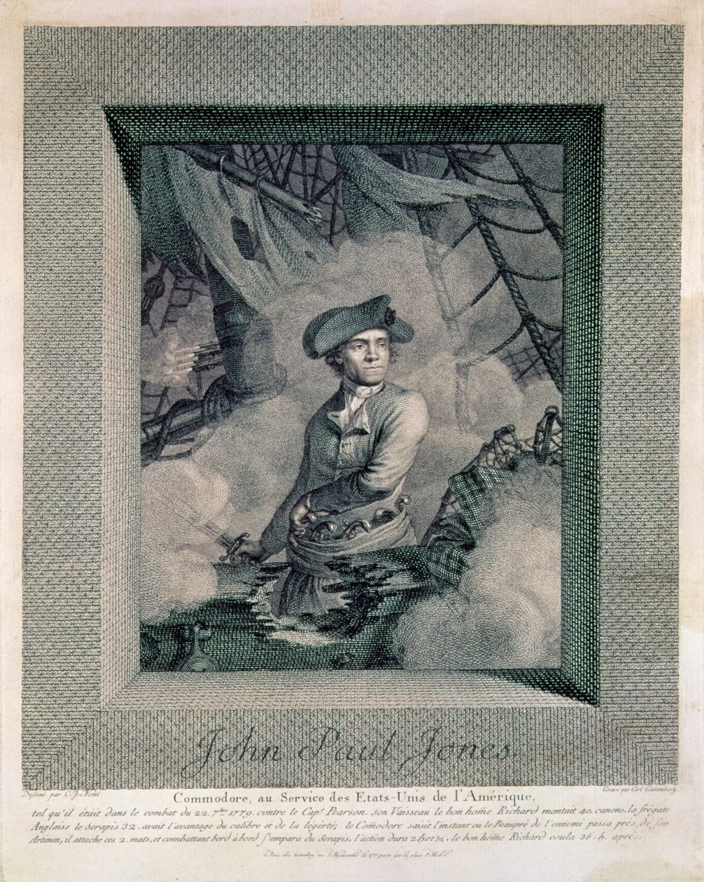 Portret Johna Paula Jonesa, rytowany przez Carla Guttenberga (1743-90), ok.1781 autorstwa Claude Jacques Notte