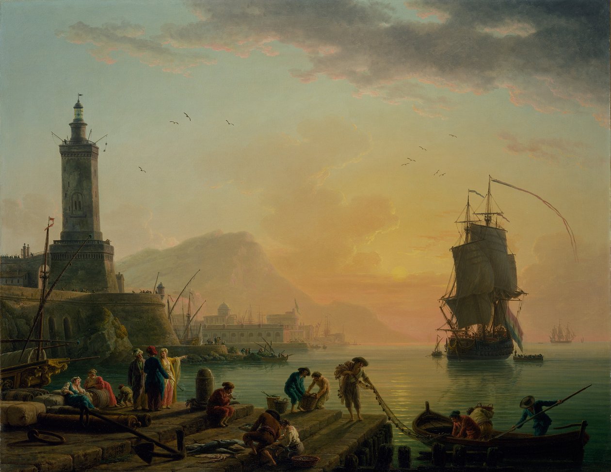 Spokój w śródziemnomorskim porcie autorstwa Claude Joseph Vernet