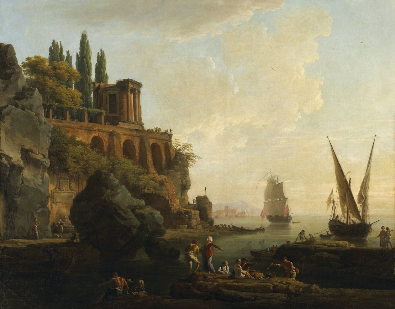 Pejzaż wyimaginowany, włoska scena portowa autorstwa Claude Joseph Vernet