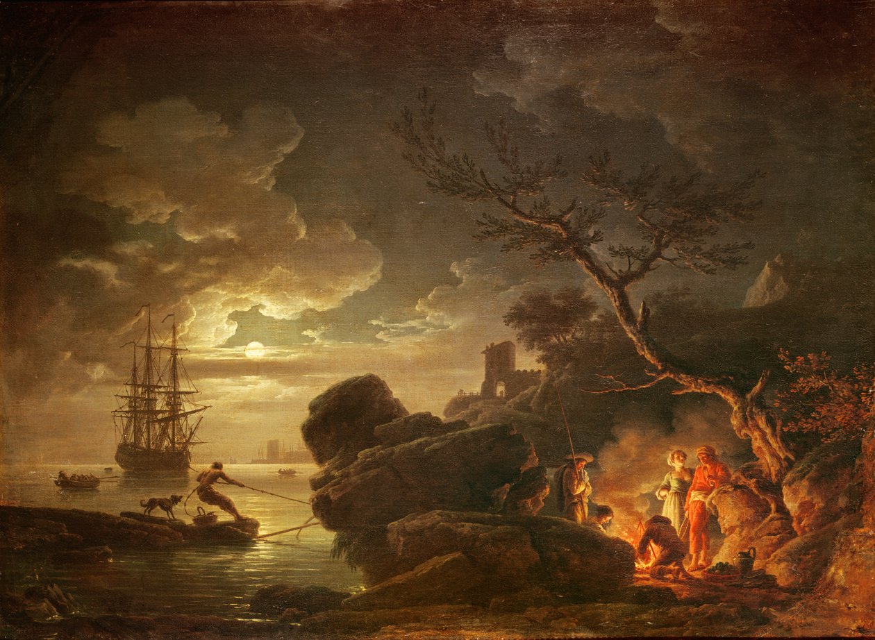 Krajobraz przy świetle księżyca autorstwa Claude Joseph Vernet