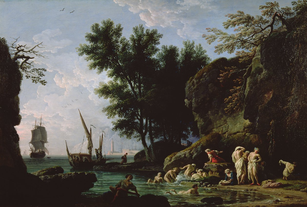 Nimfy kąpiące się rano autorstwa Claude Joseph Vernet