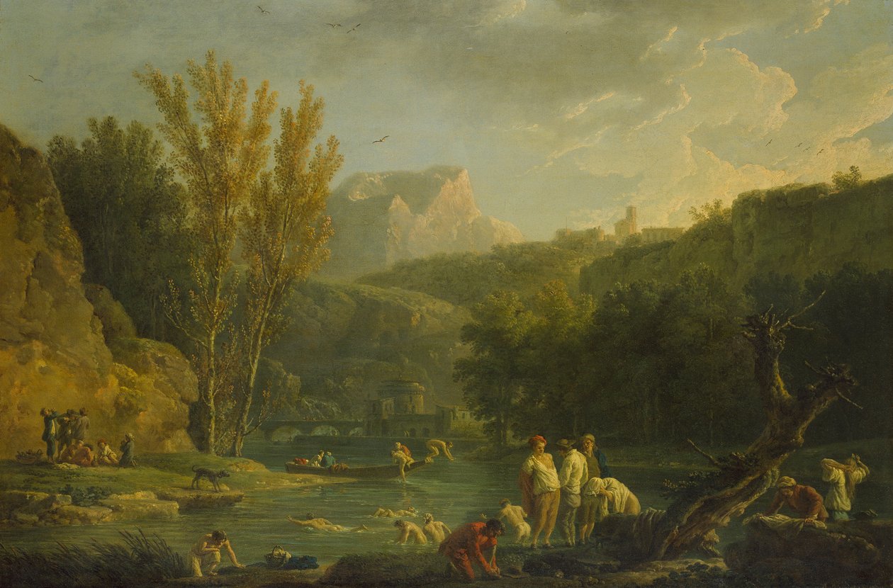 Scena rzeczna z kąpiących się, XVIII w. autorstwa Claude Joseph Vernet