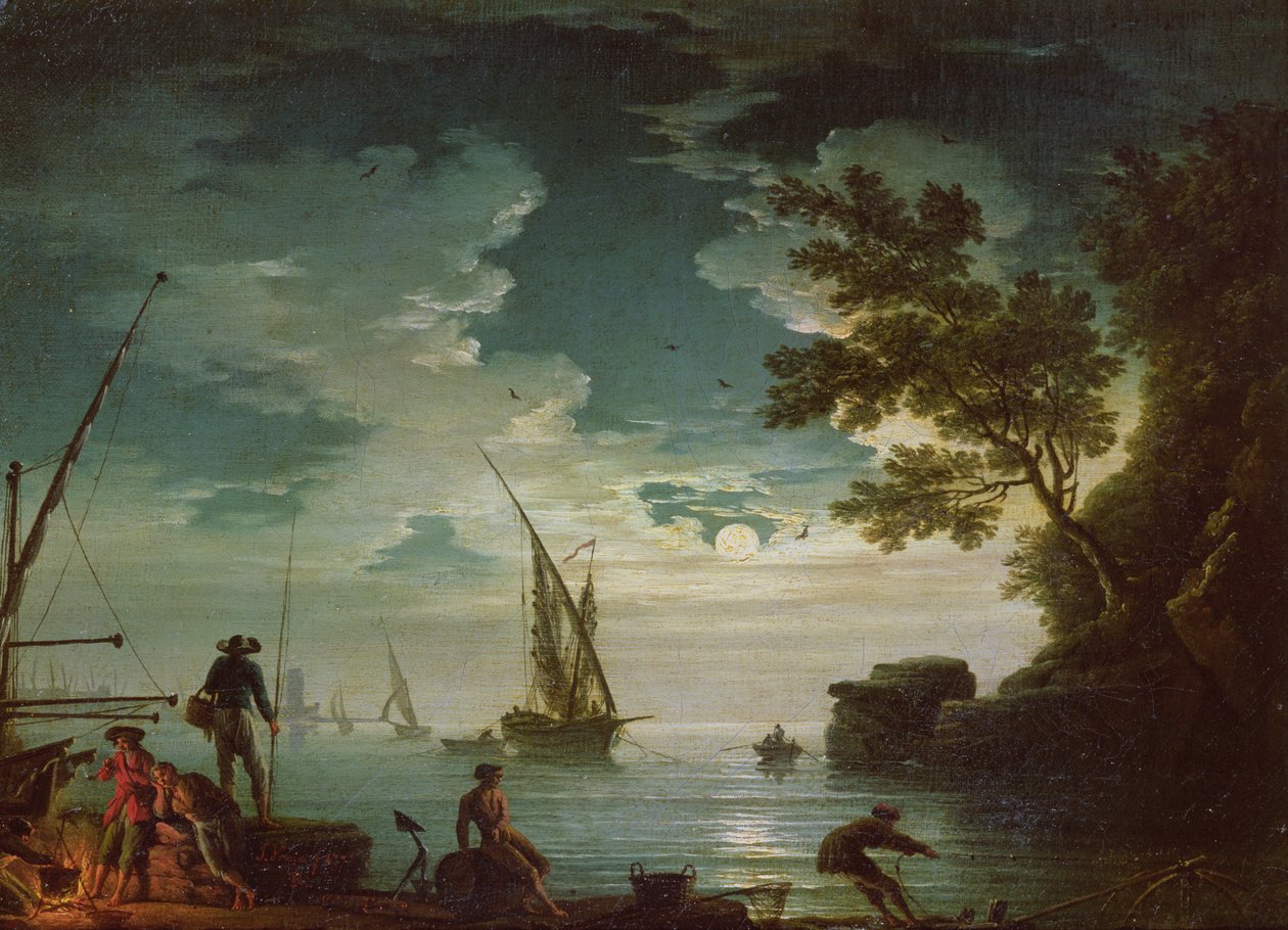 Pejzaż morski, światło księżyca, 1772 autorstwa Claude Joseph Vernet