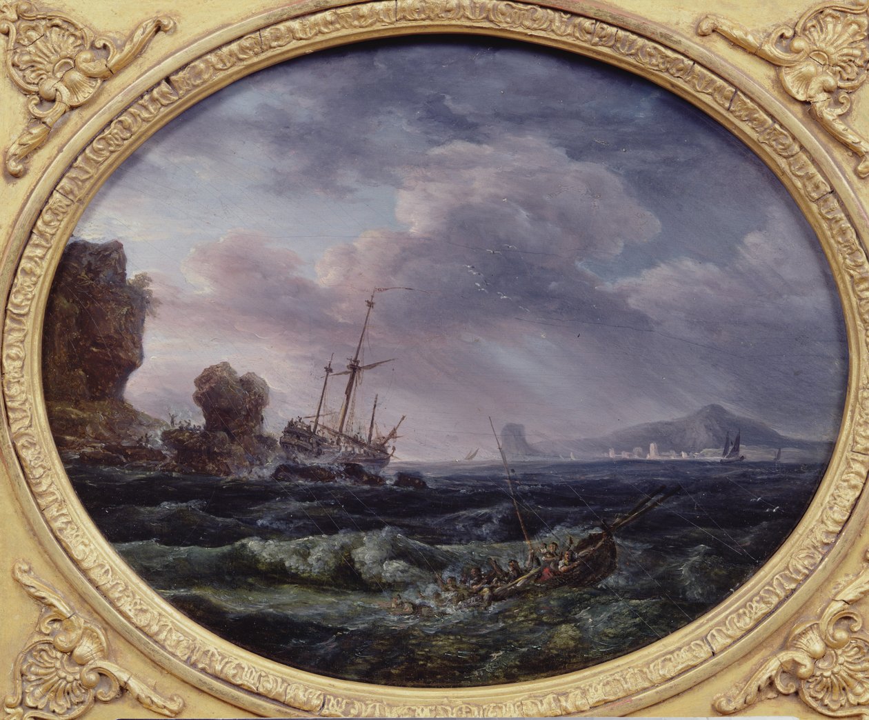 Wrak statku (olej na drewnie) autorstwa Claude Joseph Vernet