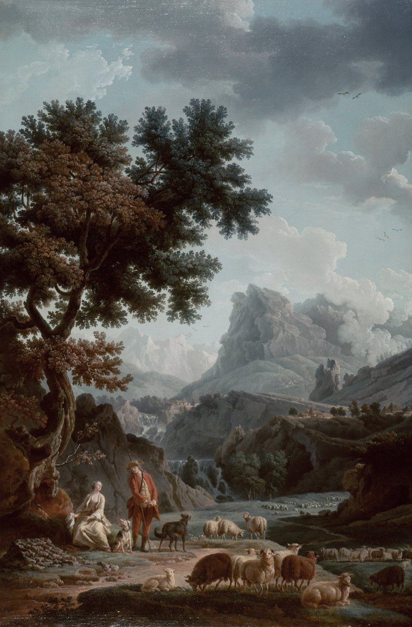 Альпийн хоньчин эмэгтэй поли autorstwa Claude Joseph Vernet