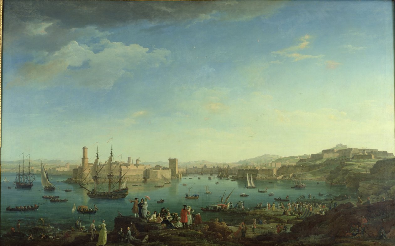 Wejście do portu w Marsylii, 1754 autorstwa Claude Joseph Vernet