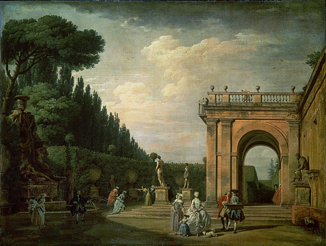 Ogrody Willi Ludovisi, Rzym, 1749 autorstwa Claude Joseph Vernet